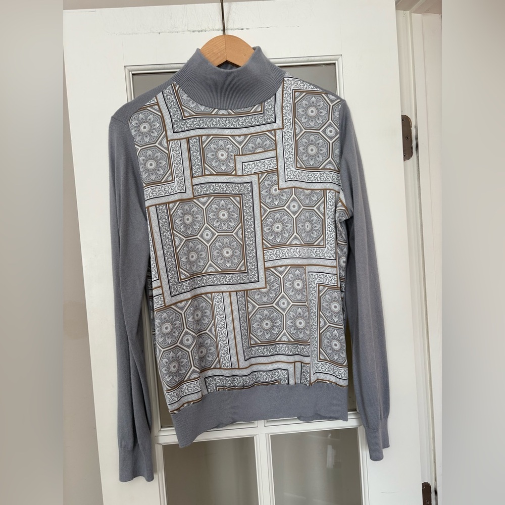 NWT Ann Taylor Gray Mosaic Sweater Print Size M